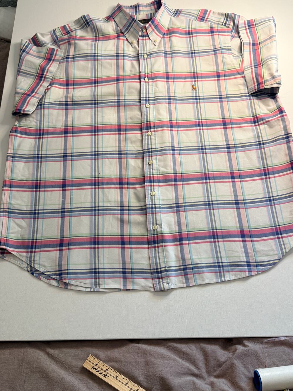 Polo Ralph Lauren 2XB Big Plaid Short Sleeve Button Down Shirt Cotton Pony